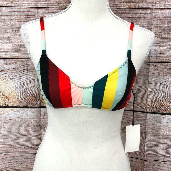 NWT SOLID & STRIPED The Rachel Bikini Top in Paradise Stripe Size M - Picture 1 of 9